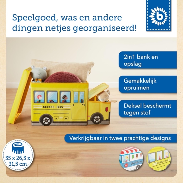 Bieco 'Schulbus' Aufbewahrungsbox mit Sitzbank 46L gelb Bild 2