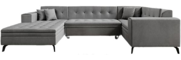 Designer Sofa Neola mit Schlaffunktion Samt Grau Links