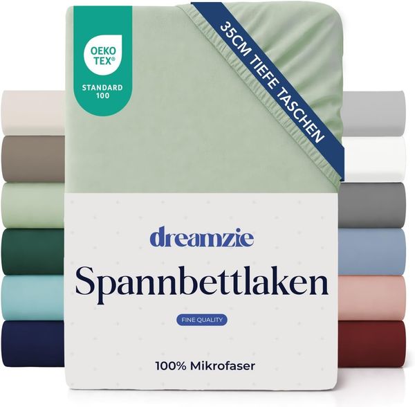 Dreamzie Spannbettlaken 80x200 cm - 35 cm Tiefe Tasche - 100% Mikrofaser Bettlaken - Hellgrün, Schadstoffgeprüft(Oeko TEX), Bettlaken mit Gummizug