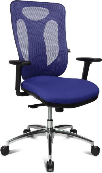 Topstar Sitness Net Pro 100, ergonomischer Bürostuhl, Schreibtischstuhl, Punktsynchronmechanik, inkl. höhenverstellbaren Armlehnen, Stoff, blau