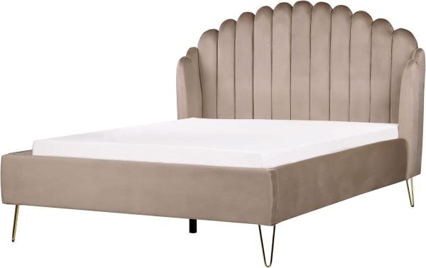 Bett mit Lattenrost AMBILLOU 140 x 200 cm Samtstoff Taupe