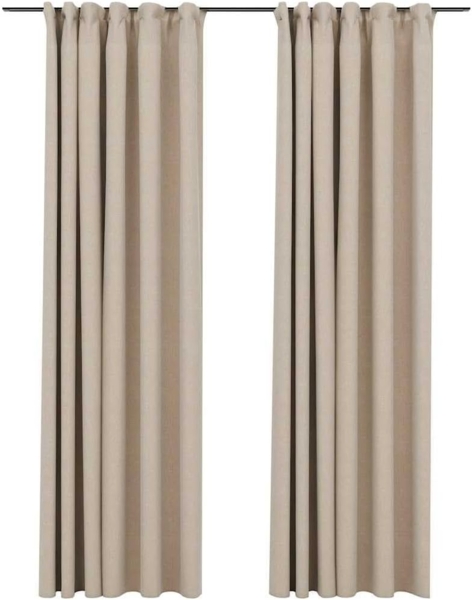 vidaXL Verdunkelungsvorhänge 2 Stk. Haken Leinenoptik Beige 140x225 cm 321213