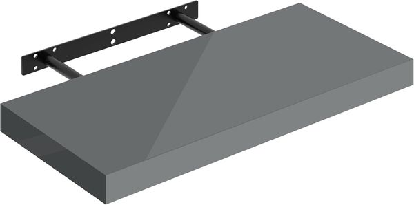 WOLTU Wandregal grau, Regal Wand, Schweberegal, Regalbrett, Wandboard, mit Metallhalterung, unsichtbare Montage, für Küche Badezimmer Wohnzimmer Schlafzimmer, aus MDF, 50 x 22,9 x 3,8 cm