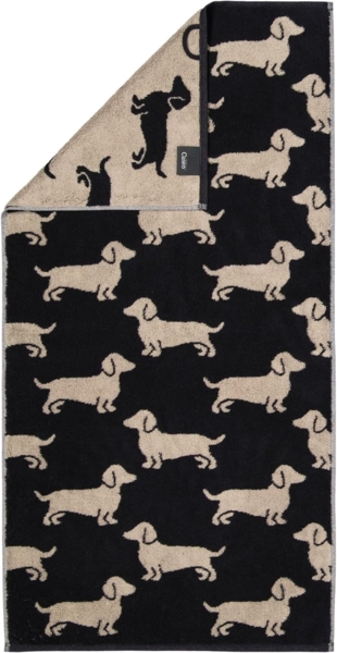 Cawö Handtücher Dogs schwarz beige|Handtuch 50x100 cm