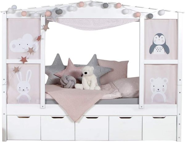 Hausbett "Lio" 90x200 Kiefer massiv weiß