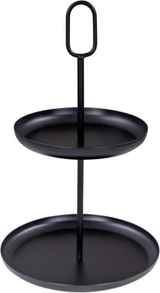 Levandeo® Etagere, Etagere 2 Ebenen H34cm Metall Schwarz Servierplatte Kuchenplatte