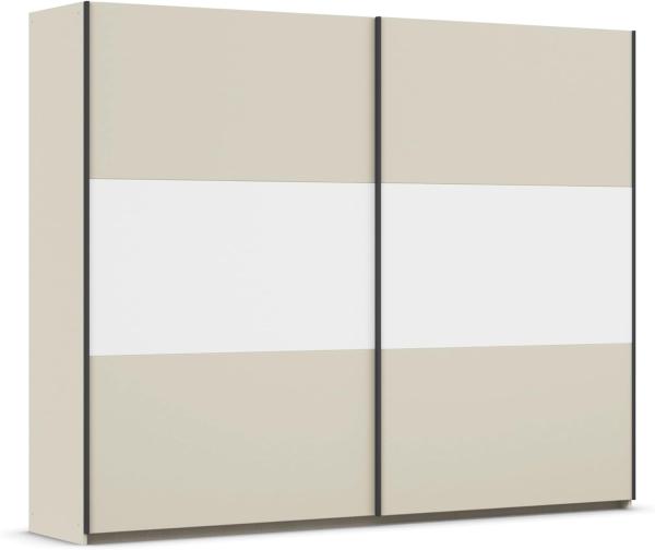Rauch Möbel Neo, Schwebetürenschrank, Kleiderschrank, Kleiderschränke, Garderobe, Schrank mit Stauraum, 2-türig, Farbe Champagner/Alpinweiß, 261 x 210 x 59 cm