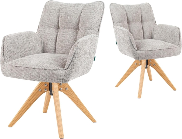 DUBI Möbel Polsterstuhl Mika-Theo 2er-Set, Federkern, Eiche geölt, 360° drehbar im 2er-Set