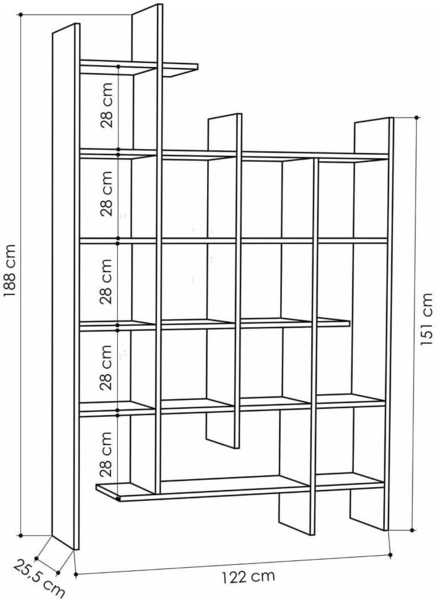 Bücherregal, 'Manco', 188 x 25,5 x 122, Eiche Bild 3