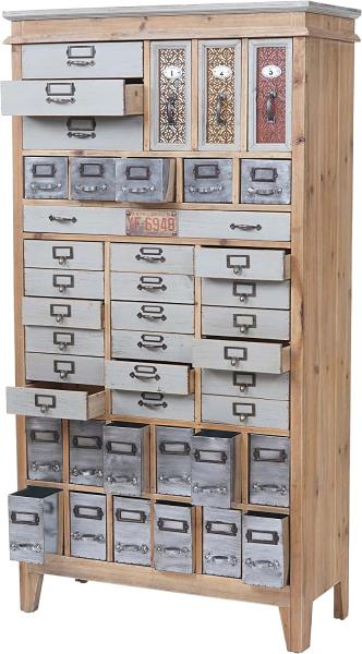 Apotheker-Schrank HWC-A43, Tanne Holz massiv, Vintage Shabby-Look, 152x81x34cm