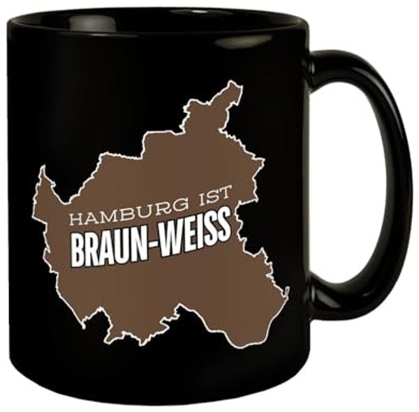 speecheese Tasse St. Pauli Tasse in Schwarz mit Spruch Hamburg ist braun-weiss