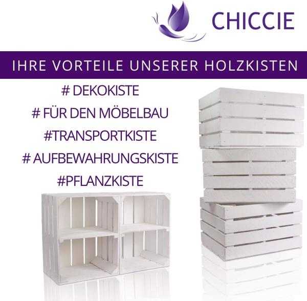 CHICCIE 3 Set Holzkiste im weißen Vintage Look - Weiß Obstkiste Weinkiste Bild 3