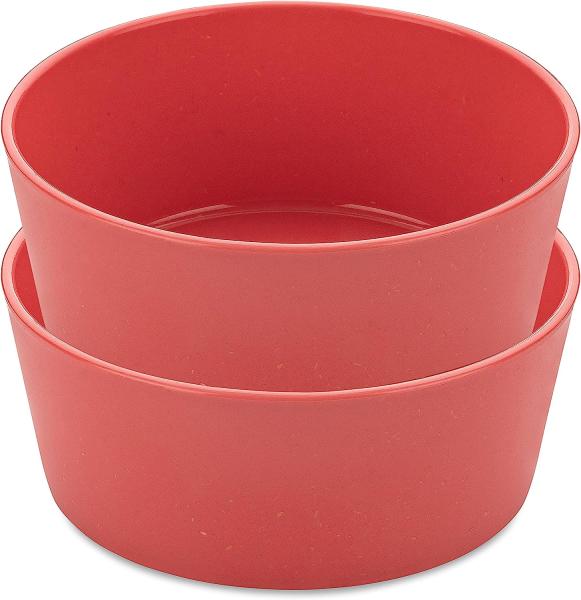 Koziol Schale Connect Bowl, 2er Set, Schüssel, Kunststoff-Holz-Mix, Nature Coral, 890 ml, 7171704