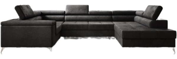 Designer Sofa Torino mit Schlaf- und Klappfunktion Samt Anthrazit Rechts