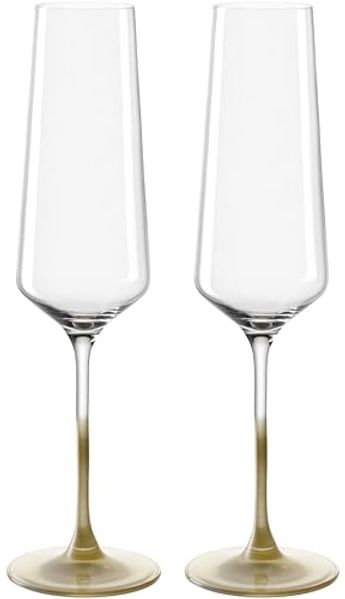 LEONARDO Sektglas PUCCINI, goldfarben, 2-tlg, Kristallglas, 2er Set, 280ml