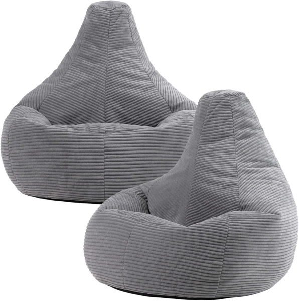 Icon 'Dalton' Sitzsack, Cord, Grau, 90 x 84 x 73 cm