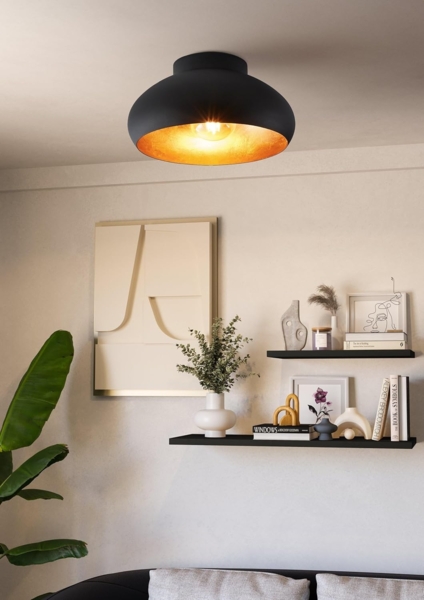 Eglo 900554 Deckenleuchte MOGANO 2 schwarz/gold E27 1X40W H:17. 5cm Ø28cm dimmbar Bild 2