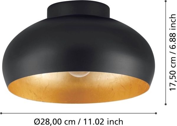 Eglo 900554 Deckenleuchte MOGANO 2 schwarz/gold E27 1X40W H:17. 5cm Ø28cm dimmbar Bild 7