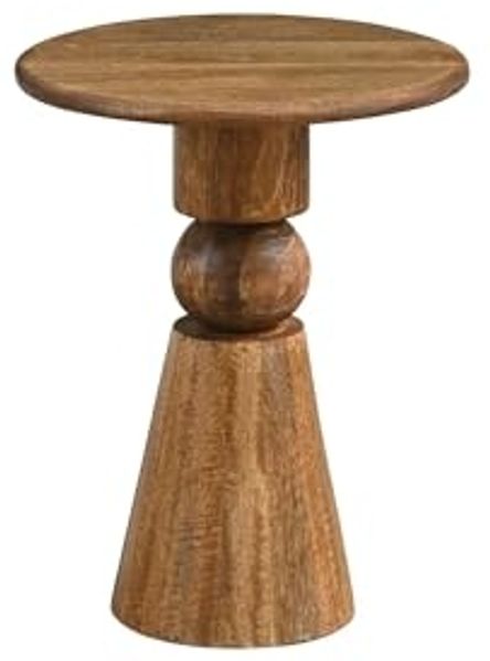 Beistelltisch Mango Massivholz Braun 35cm - Design Anstelltisch Holz - Runder Wohnzimmertisch Massiv - Loungetisch Couchtisch Natur Handmade