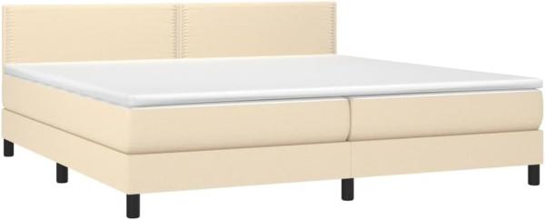 vidaXL Boxspringbett mit Matratze, Stoff, Creme, 200 x 200 cm, H2