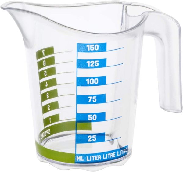ROTHO Domino Messbecher transparent, mit Skala, Inhalt: 0,15 Liter