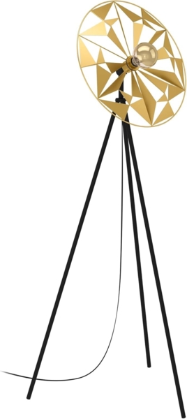 Eglo 43809 Stehleuchte CASTANUELO Stahl schwarz, gold E27 1X40W L:50cm B:27cm H:152cm mit Fußtrittschalter