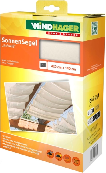 Windhager Sonnensegel, für Seilspannmarkise, inklusive Laufhaken, 4,2x1,4 m