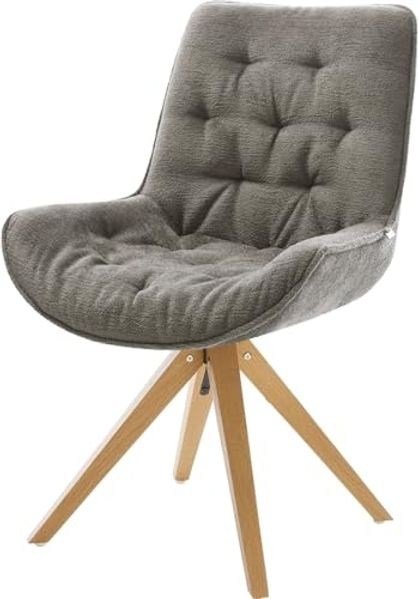 Drehstuhl Taimi-Flex Bouclé Soft Schlamm Holzgestell kantig Natur 180° drehbar