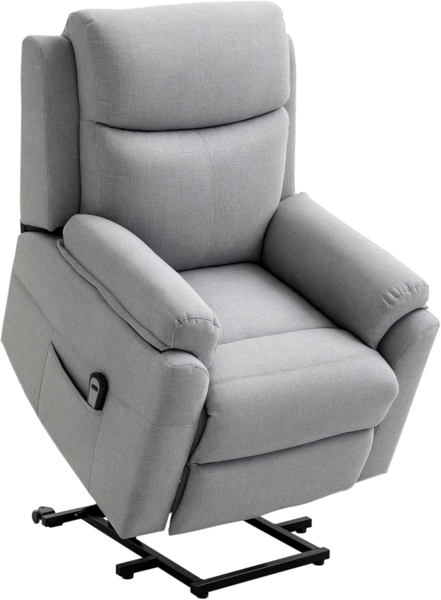 HOMCOM Relaxsessel Fernsehsessel mit Aufstehhilfe Elektrisch mit Liegefunktion, 1 Motor (TV Sessel, 1-St, Ruhesessel), mit Fernbedienung, Leinenoptik für Wohnzimmer, Grau