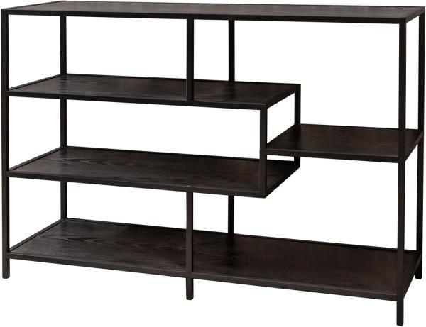 Industrial Bücherregal Slim LINE 114cm Esche schwarz fünf Regalböden Regal Wohnzimmerregal