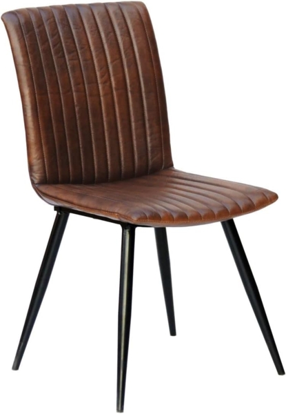 Massivmoebel24 Polsterstuhl IRON LABEL, Stuhl Echtleder 44 x 56 x 89 braun IRON LABEL #09