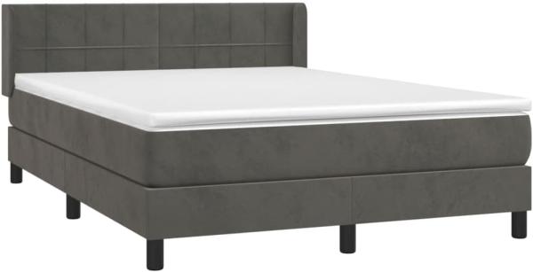 vidaXL Boxspringbett mit Matratze Dunkelgrau 140x200 cm Samt 3130962