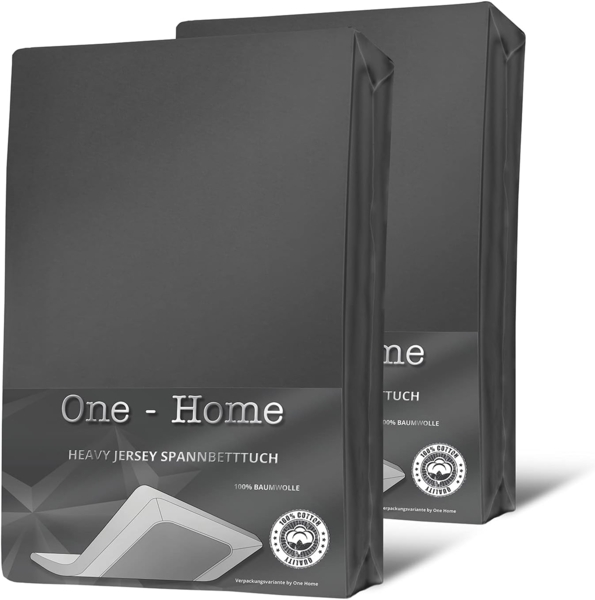 One Home Spannbettlaken Heavy, Jersey, Gummizug: rundum, (2 Stück), Double Pack, erhöhtes Flächengewicht