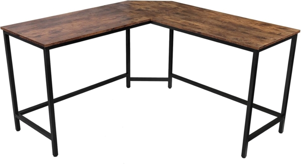 VENDOMNIA Schreibtisch industrial Design, aus Metall (Ablage oder Monitorständer, Schwarz Braun, Modellwahl, Eckscreibtisch, Computertisch, Bürotisch, L Form Arbeitstisch), Vintage Retro Laptop und PC Tisch
