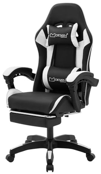 ML-DESIGN Bürostuhl Computerstuhl Schreibtischstuhl für Büro & Arbeitszimmer Drehsessel, Gaming Stuhl inkl. 2 Kissen Armlehne & Fußstütze ergonomisch anpassbar
