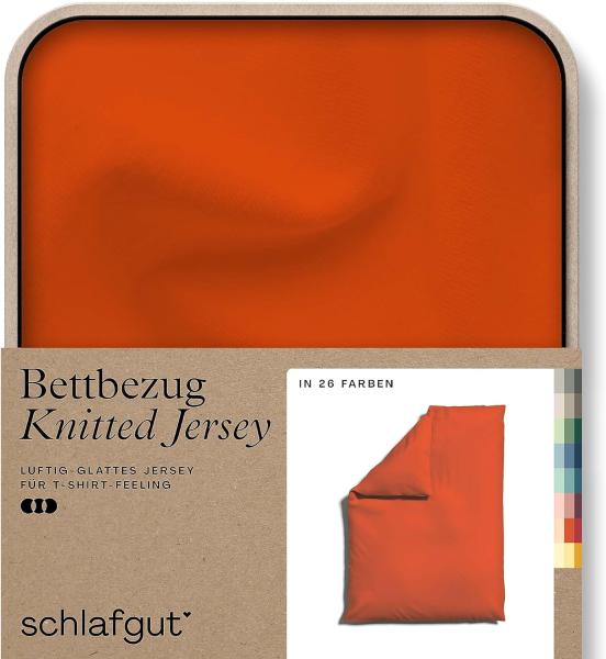 Schlafgut Knitted Jersey Bettwäsche | Bettbezug einzeln 135x200 -140x200 cm | red-mid