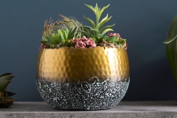 riess-ambiente Dekoschale ORIENT 19cm gold (Einzelartikel, 1 St), Wohnzimmer · Metall · handmade · Übertopf Bild 2