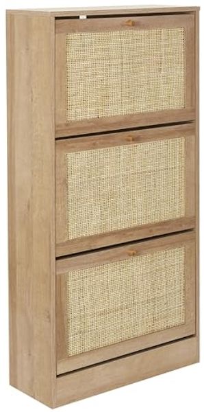 HOME DECO FACTORY Nuevo 2024-Muble Zapatero 3 Puerta Schuhschrank, 3 Türen, Bali-Eingang, Wohnzimmer, Braun, 60 x 113 x 24 cm