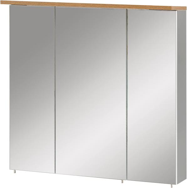 Schildmeyer Padua Spiegelschrank 148838, Platingrau/Eiche Landhaus Dekor, 70,5 x 16 x 72,3 cm (B/T/H)