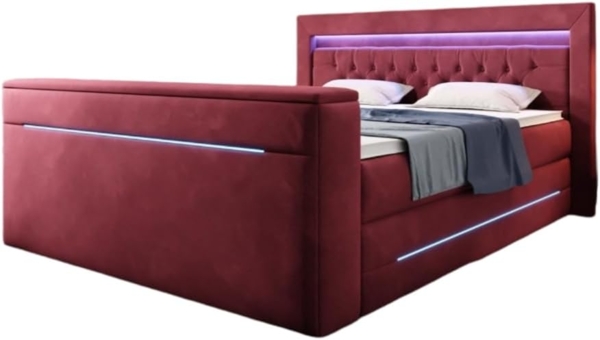 Boxspringbett Pluto mit TV Lift, RGB und Stauraum 140x200 Rot H4