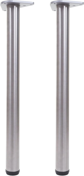 2er-Set Tischbein HWC-H36, für Schreibtisch Esstischfuß Tischgestell, 73cm Edelstahl-Optik