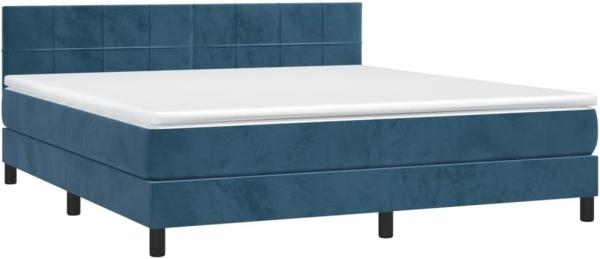 vidaXL Boxspringbett mit Matratze Dunkelblau 160x200 cm Samt 3141315