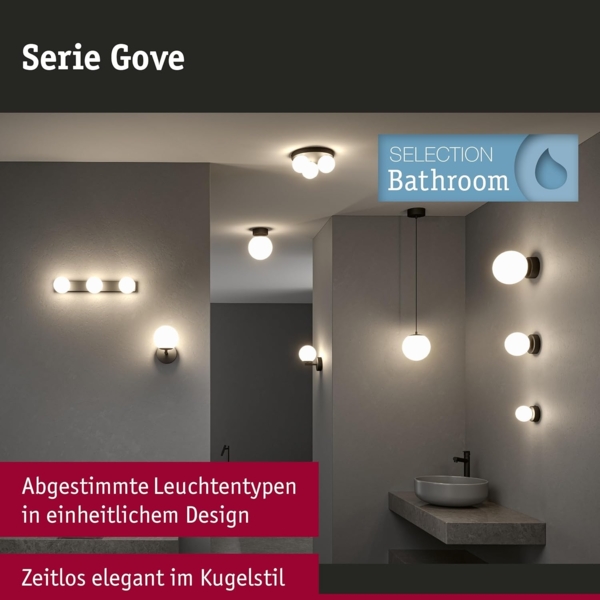 Paulmann 71070 Selection Bathroom Wandleuchte Gove Schwarz Satin 3-flammig G9 IP44 Bild 2