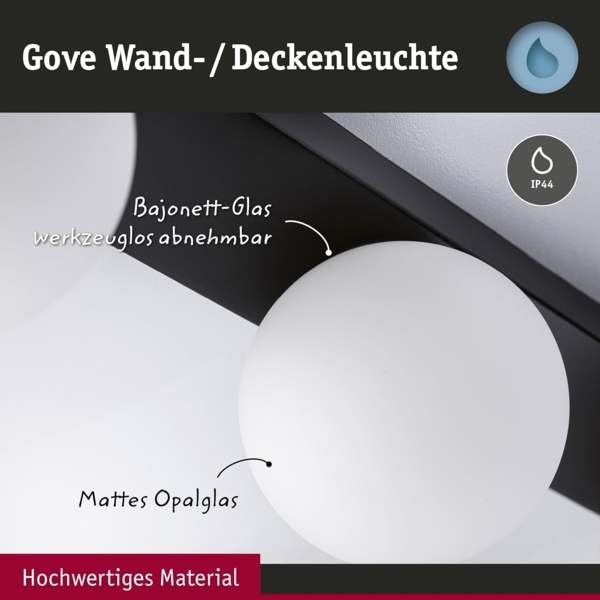 Paulmann 71070 Selection Bathroom Wandleuchte Gove Schwarz Satin 3-flammig G9 IP44 Bild 3