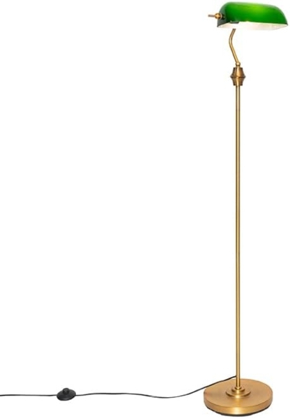 Qazqa Stehlampe Banker, ohne Leuchtmittel, E27, Grün, Klassisch / Antik, Stahl, 1-flammig