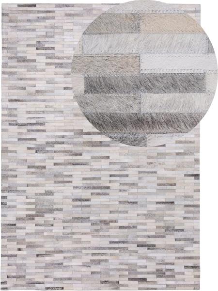 Teppich Kuhfell grau 160x230 cm Patchwork AHILLI