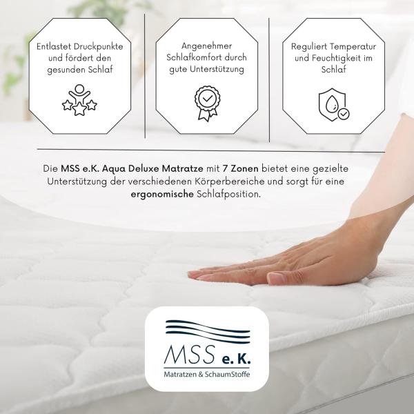 MSS Aqua Deluxe - 7 Zonen Wellness Kaltschaummatratze - 180 x 200 x 21 cm (Kernhöhe 19 cm) - Härtegrad H4 & H5 - Matratze Wendematratze Kaltschaum Oeko-TEX Bild 6