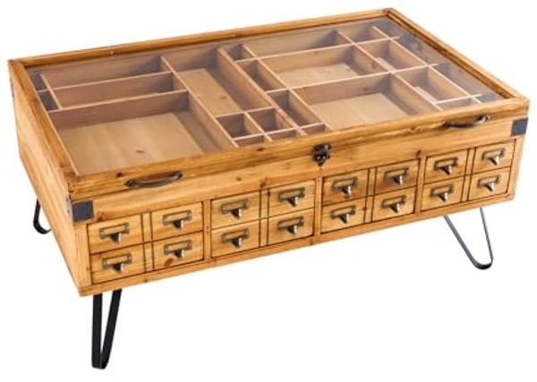 riess-ambiente Couchtisch SEVEN SEAS 100cm natur / schwarz (Einzelartikel, 1-St), Wohnzimmer · Massivholz · Glas · Metall · mit Stauraum · Landhaus