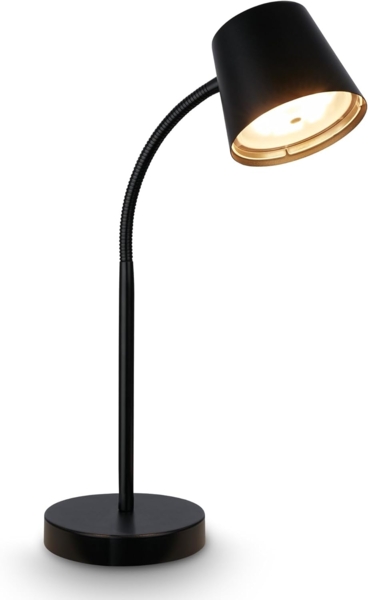 BRILONER - LED Tischlampe kabellos mit Touch, schwenkbar, drehbar, Akku & Lichtquelle tauschbar, Nachttischlampe, Leselampe, Schreibtischlampe, Tischleuchte, Akku Lampe, Home Office, 38,5cm, Schwarz