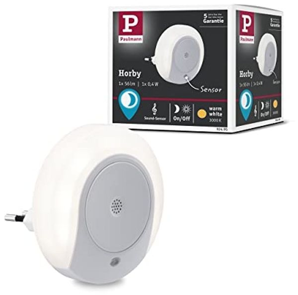 Paulmann 92495 Stecker Nachtlicht Horby rund Weiß mit Dämmerungs- und Geräuschsensor